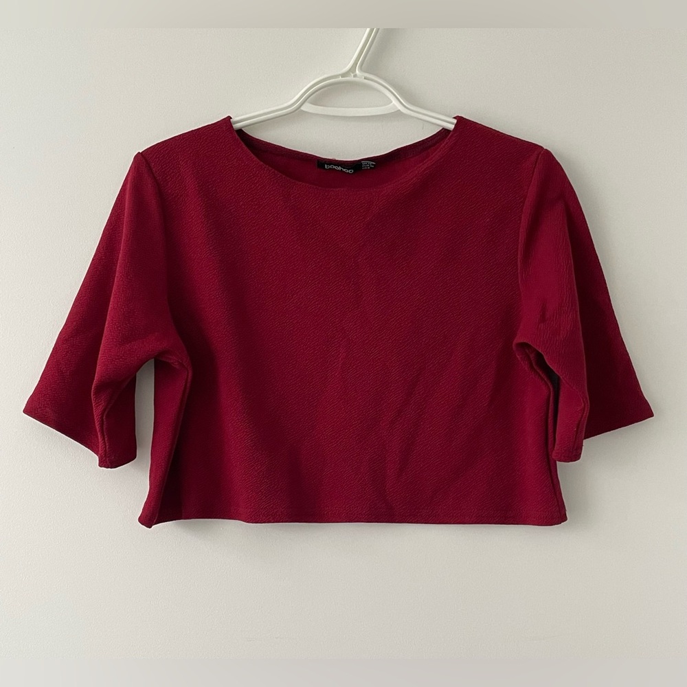 Boohoo Red Textured Crop Top - size US 8